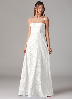 Azazie Valentine Bridesmaid Dresses White A-Line Sweetheart Neckline Floral Burnout Dress image1