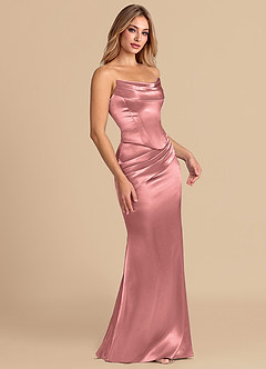 Azazie Sorrel Robes de demoiselle d'honneur Robe Sirène Convertible en Satiné métallisé Corset Rosette image5