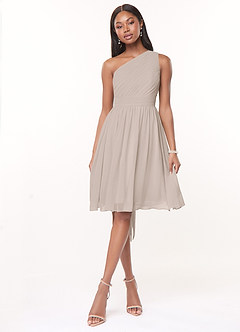 Azazie Katrina Bridesmaid Dresses Frost A-Line One Shoulder Chiffon Dress image1