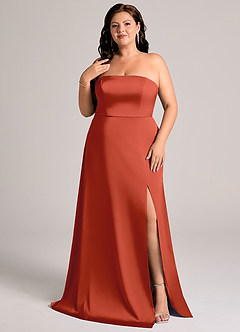 Azazie Wren Bridesmaid Dresses Rust A-Line Strapless Stretch Satin Convertible Dress image8