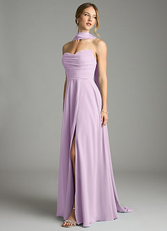 Azazie Ayla Abiti da Damigella Abito A-Line in Chiffon Scollo a Cuore Lilla Glassato image8