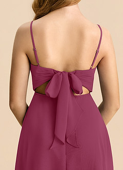 Azazie Shale Junior Mulberry A-Line Bow Chiffon Dress image6