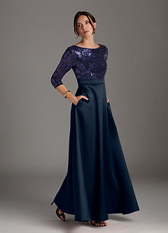Azazie Carole Final Sale Dark Navy A-Line Sequins Dress image4