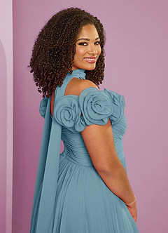 Barbie ♥ Azazie Bridesmaid Dresses Moody Blue A-Line Off the Shoulder Chiffon Convertible Dress image11
