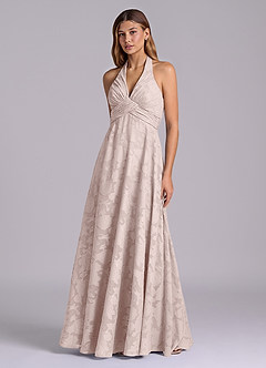 Azazie Tessie Brudtärnklänningar Klä av A-Linje i Blommig Utbrändhet Plisserad Rodnande Rosa image3