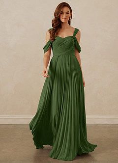 Christian Siriano Bridal for Azazie 1013 Bridesmaid Dresses Olive A-Line Off the Shoulder Chiffon Dress image9