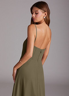 Azazie Wren Bridesmaid Dresses Willow Green A-Line Side Slit Chiffon Convertible Dress image7