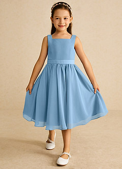 Azazie Ari Flower Girl Dresses Steel Blue A-Line Sleeveless Chiffon Dress image2