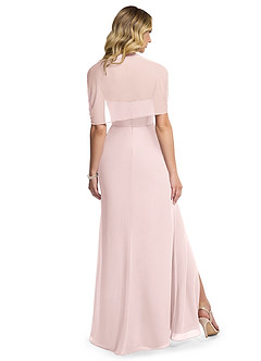 Azazie Zia Robes de demoiselle d'honneur Robe Fourreau Convertible en Mousseline de soie Fente Latérale Rose Pâle image4
