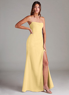 Azazie Leonis Vestidos de damas de honor Vestido de Butter de Gasa de Corte Recto Convertible con Sin tirantes image8