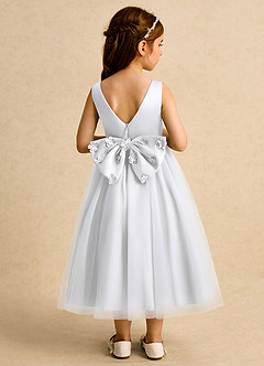 Azazie Malva Flower Girl Dresses White Ball-Gown Bow Tulle Dress image2
