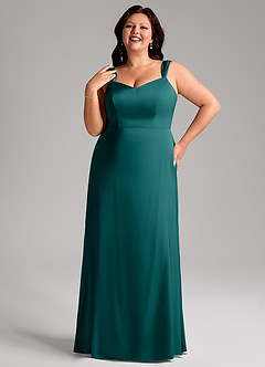 Azazie Denice Bridesmaid Dresses Peacock Sheath Pleated Stretch Satin Dress image10