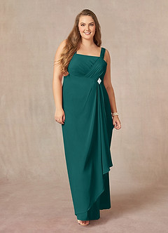 Azazie Weisz Mother of the Bride Dresses Peacock A-Line Square Neckline Pleated Chiffon Dress image10