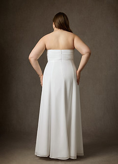 Azazie Camryn Wedding Dresses Diamond White A-Line Strapless Chiffon Dress image12
