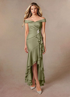 Azazie Billings vestidos de madre de la novia Vestido de Pistacho de Satén Elástico de Corte Sirena con Vestidos sin tirantes image6