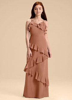 Azazie Evara Junior Bronzer A-Line Chiffon Dress image3
