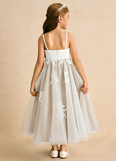 Azazie Coraline vestidos de niña de las flores Vestido de Marfil Champán de Encaje de Corte En A image2