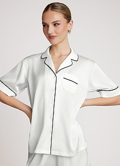 front Pyjama-Set mit Satin-Kontrastpaspelierung
