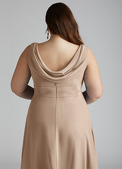 Azazie Karina Bridesmaid Dresses Taupe A-Line Pleated Chiffon Dress image10