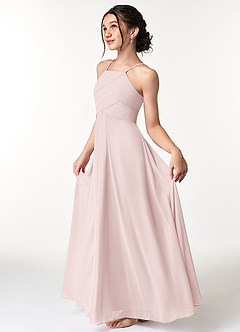 Azazie Ginger Junior Blushing Pink A-Line Pleated Chiffon Dress image6