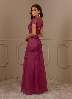 Azazie Laurie Mother of the Bride Dresses Mulberry Mermaid Scoop Sequins Tulle Dress image5