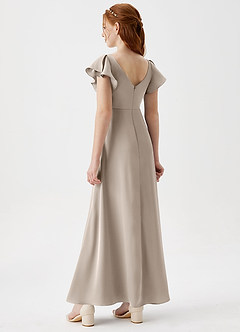 Azazie Omari Junior Frost A-Line Pleated Stretch Satin Dress image2