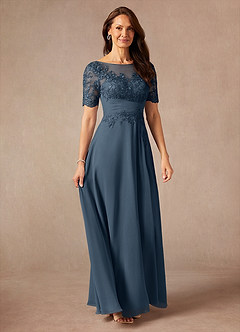 Azazie Raissa Mother of the Bride Dresses Neptune A-Line Lace Chiffon Dress image6