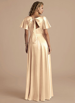 Azazie Kimber Bridesmaid Dresses Gold A-Line Ruched Metallic Satin Dress image4