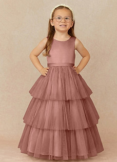 Azazie Margie Flower Girl Klänningar Klä A-Line i Tyll Rosett image2