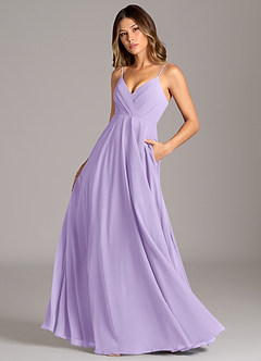 Azazie Amani Bridesmaid Dresses Lilac A-Line Pleated Chiffon Dress image1