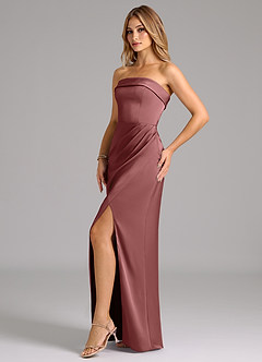 Azazie Aretha Bridesmaid Dresses Amethyst A-Line Strapless Stretch Satin Convertible Dress image3