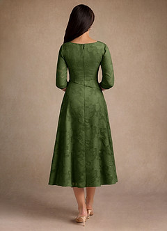 Azazie Durant Mère de la mariée Robes Robe Trapèze en Blumen-Burnout Plissée Olive image3