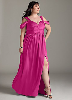 Azazie Lianne Brautjungfernkleider A-Linie Schulterfrei Stretch-Satin Kleid Fuchsia image12