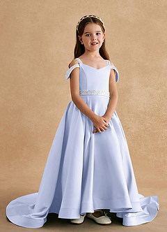 Azazie Jodi Flower Girl Dresses Lavender A-Line Matte Satin Dress image4