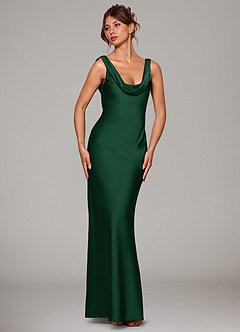 Azazie Rylina Bridesmaid Dresses Dark Green Mermaid Stretch Satin Dress image3