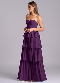 Azazie Faye Robes de demoiselle d'honneur Robe Trapèze en Mousseline de soie Encolure en Forme de Cœur Grain De Raisin image5