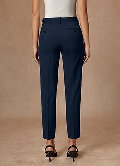 front Whitney Dark Navy Structured Stretch Full Length Dress Pants