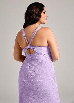 Azazie Mero Robes de demoiselle d'honneur Robe Fourreau en Blumen-Burnout Plissée Lilas image12