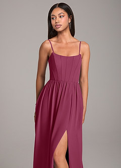 Azazie Kailee Bridesmaid Dresses Mulberry A-Line with Pockets Chiffon Dress image2