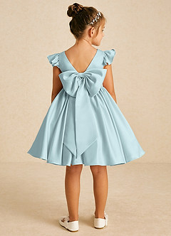 Azazie Tootsie Flower Girl Dresses Mist A-Line Bow Matte Satin Dress image2