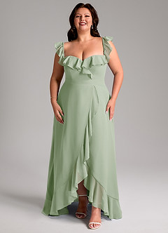 Azazie Lyra Robes de demoiselle d'honneur Robe Trapèze Convertible en Mousseline de soie Vert Sauge image15