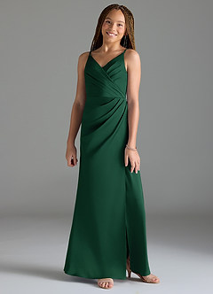 Azazie Maci Junior Klä av Sjöjungfru i Stretch Satin Plisserad image1