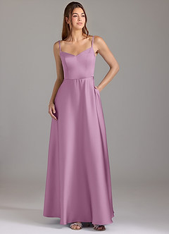 Azazie Marley Robes de demoiselle d'honneur Robe Trapèze Convertible en Satin extensible Épaule décolletée Glycine image3