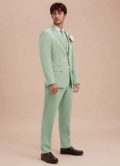 front Ethan Stoffige Salie Verfijnd geweven 3-delig pak