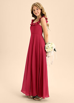 Azazie Callie Junior Scarlet A-Line Ruched Chiffon Dress image7