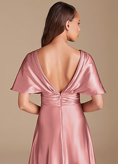 Azazie Pamela Bridesmaid Dresses Rosette A-Line Pleated Metallic Satin Dress image7