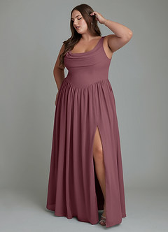 Azazie Novi Bridesmaid Dresses Sangria A-Line Pleated Chiffon Dress image9