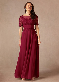 Azazie Raissa Mother of the Bride Dresses Burgundy A-Line Lace Chiffon Dress image5