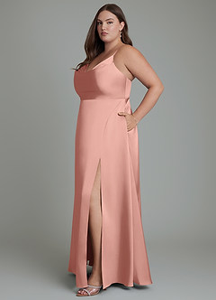 Azazie Sarella Brautjungfernkleider A-Linie Plissee Stretch-Satin Kleid Rosettenrosa image12