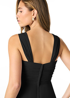 Azazie Kaitlynn Bridesmaid Dresses Black Empire Ruched Chiffon Convertible Dress image7